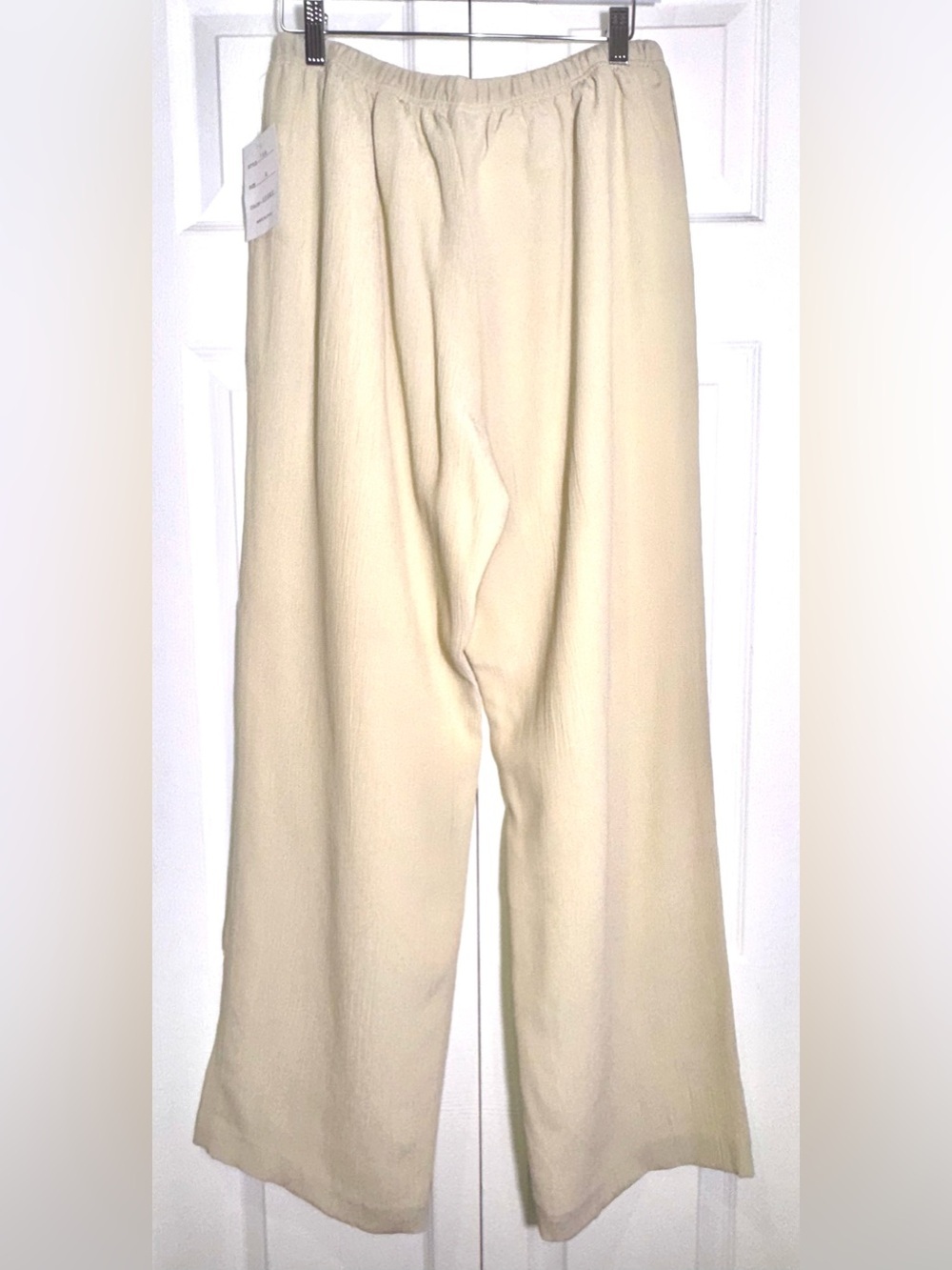 Neiman Marcus Exclusive 100% Silk Wide Leg Drawstring Pants Ivory Lined Size L